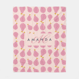 Cute Girly Feminine Pear Monogrammed inledande gåv Fleecefilt