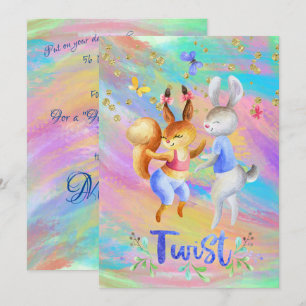 Cute Girly Forest Animals Ballroom Dancing Inbjudningar