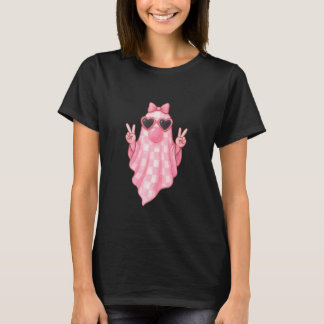 Cute Girly Ghost Blowing Bubble  Pink Retro Ghost T Shirt