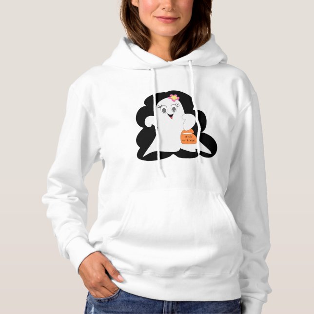 Cute Girly Ghost Halloween Trick or Treat T Shirt (Framsida)