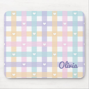 Cute Girly Gingham Play med Hearts Musmatta