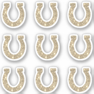 Cute Girly Glam Guld Glitter Horseshoe Set Klistermärken