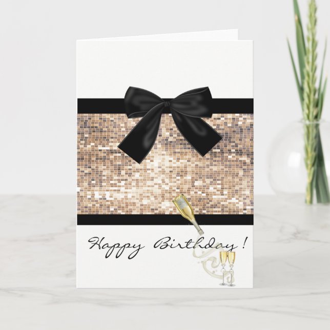 Cute Girly Glasses,Sequins,Bow,Birthday Card Kort (Framsida)