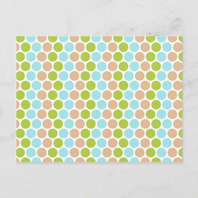 Cute Girly Grönt Blue Tan Polka dots Mönster Vykort (Framsida)