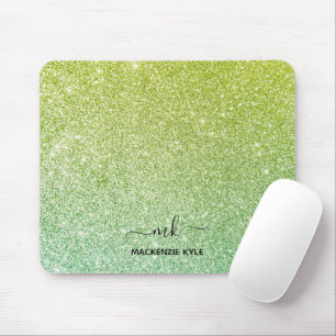 Cute Girly Grönt Ombre Glitter Mouse Pad Musmatta