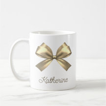 Cute Girly Guld Aesthetic Bow Namn