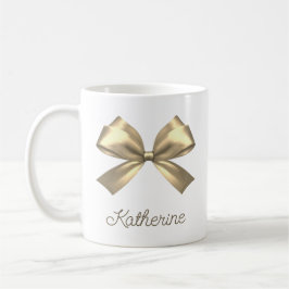 Cute Girly Guld Aesthetic Bow Namn Kaffemugg