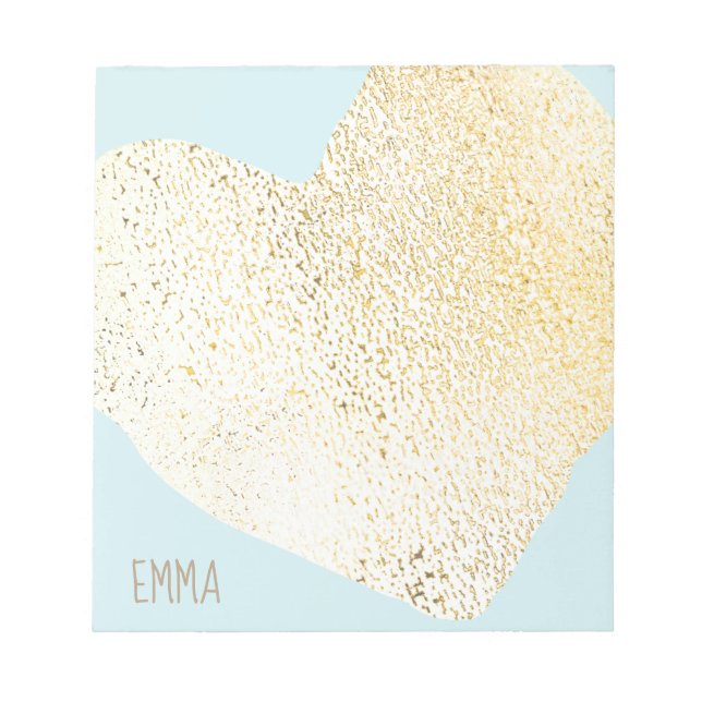 Cute Girly Guld Heart Personlig Namn Anteckningsblock (Framsida)