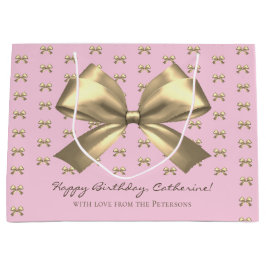 Cute Girly Guld Satin Aesthetic Bow on Rosa