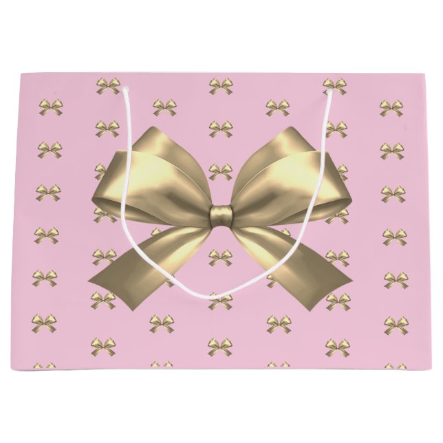 Cute Girly Guld Satin Aesthetic Bow on Rosa (Framsidan)