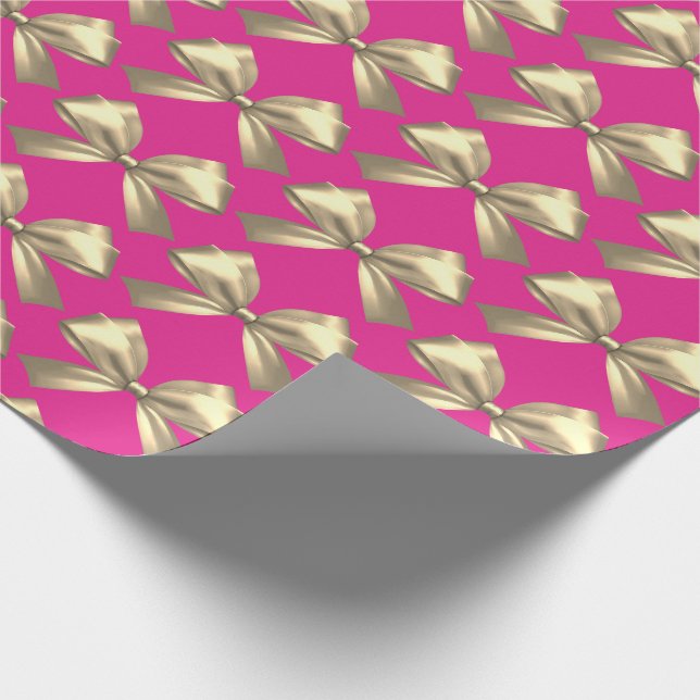 Cute Girly Guld Satin Aesthetic Bow Presentpapper (Hörn)