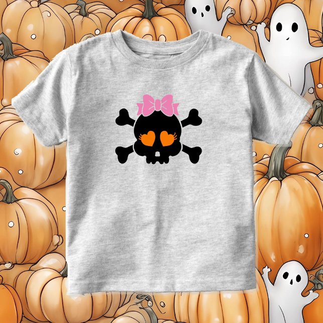 Cute Girly Hair Bow Skull Småbarn T-shirt (Skapare uppladdad)