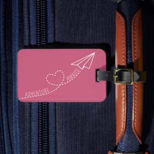 Cute Girly Heart Pappra Flygplan Äventyr väntar på Bagagebricka