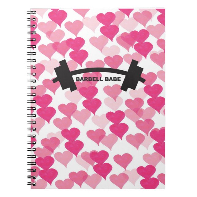 Cute Girly Heart Rosa Gym Anteckningsbok (Framsidan)