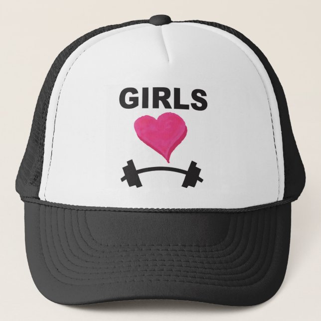 Cute Girly Heart Rosa Gym Truckerkeps (Framsida)