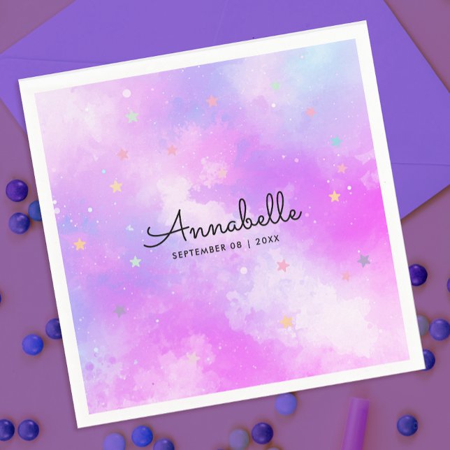 Cute Girly HoloGrapel Pastel Himmel Star Watercolo Pappersservett (Skapare uppladdad)