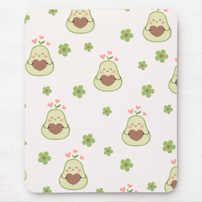 Cute Girly Kawaii Avocado Funny Mouse Pad Musmatta (Framsidan)