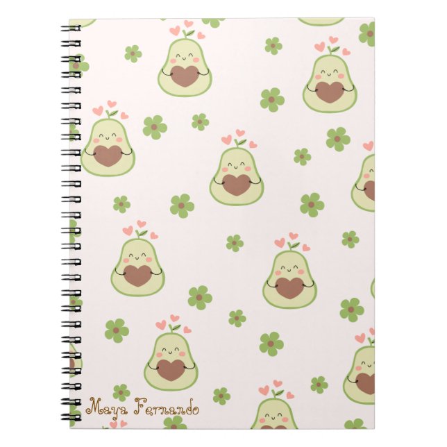 Cute girly kawaii avocado Spiral Photo Notebook Anteckningsbok (Framsidan)