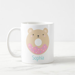 Cute Girly Kawaii Bear Donut Namn Mugg