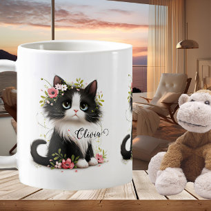 Cute Girly Kitten Gifts för barn Mugg