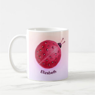 Cute Girly Ladybug Namn Kaffemugg