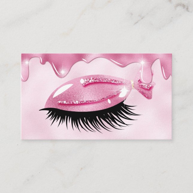 Cute Girly Lash Rosa Glitter Drives Visitkort (Framsida)