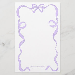 Cute Girly Lavender Lila Violet Bow Ram Brevpapper