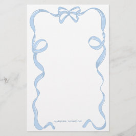 Cute Girly Light Blue Bow Ribbon Ram Brevpapper