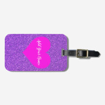 Cute Girly Lila Glitter Rosa Heart Anpassningsbar 