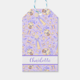 Cute Girly Lila Kids Fairy Birthday Presentetikett