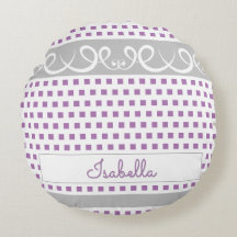 Cute Girly Lila Polka dots & Swirls Script Namn