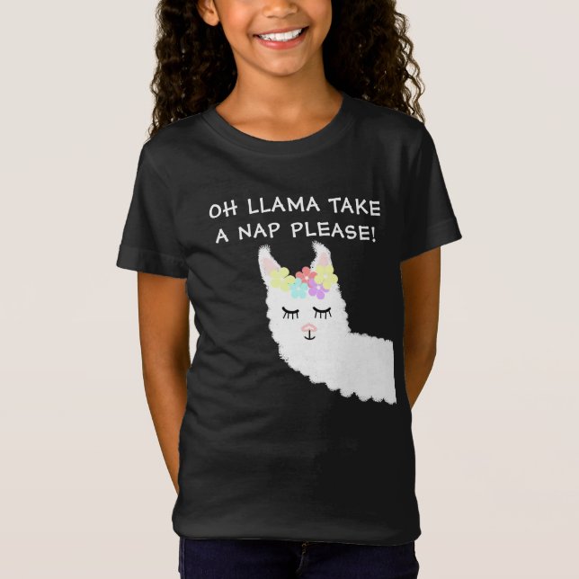 Cute Girly Llama-offert T Shirt (Framsida)