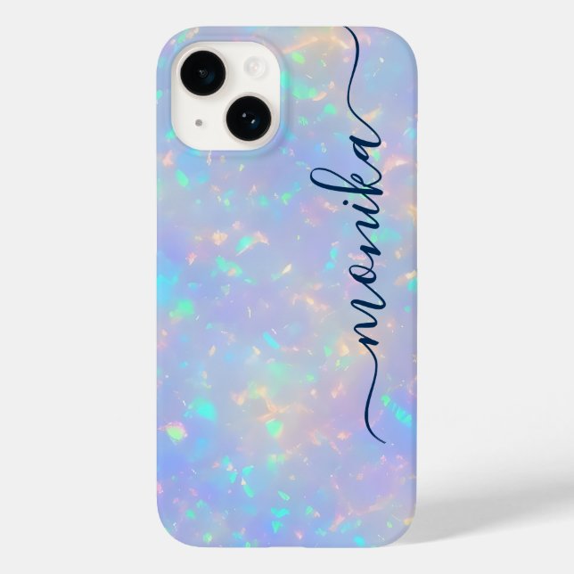 Cute Girly Luxury Navy Blue Holography Monogram (Baksida)