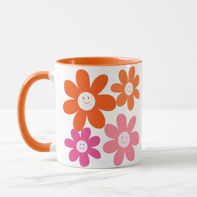 Cute Girly Lycklig Flowers Mugg (Vänster)