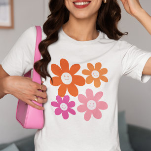 Cute Girly Lycklig Flowers T Shirt