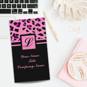 Cute Girly mode onista shock rosa leopard print Visitkort