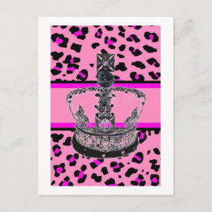 Cute Girly mode onista shock rosa leopard print Vykort