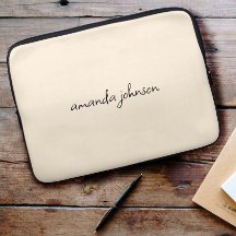 Cute Girly Modern Beige Monogram Cursive Fullt Nam