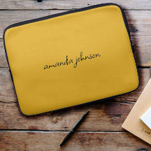 Cute Girly Modern Gult Monogram Cursive Namn