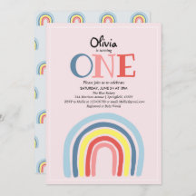 Cute Girly Modern Rainbow och Namn 1:a födelsedage