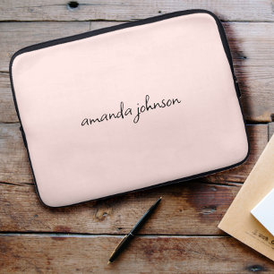 Cute Girly Modern Rosa Monogram Cursive Fullt Namn Laptop Fodral