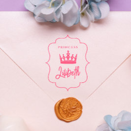 Cute Girly Modern Royal Krona Princess Tiara Namn Stämpel