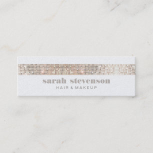 Cute Girly & Modern Sparkly Silver FAUX Sequins Mini Visitkort