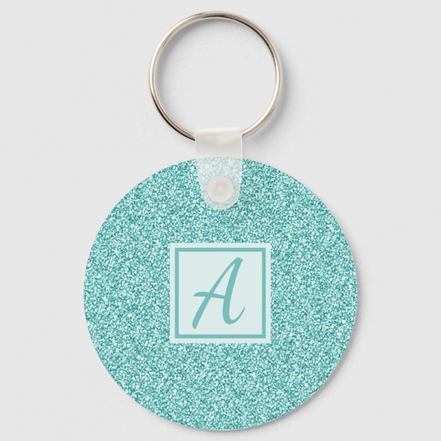 Cute Girly Monogram Blue Gnistra Nyckelring (Framsida)