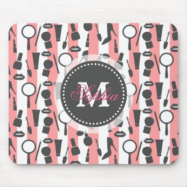 Cute girly monogram kosmetika rand mönster musmatta (Framsidan)