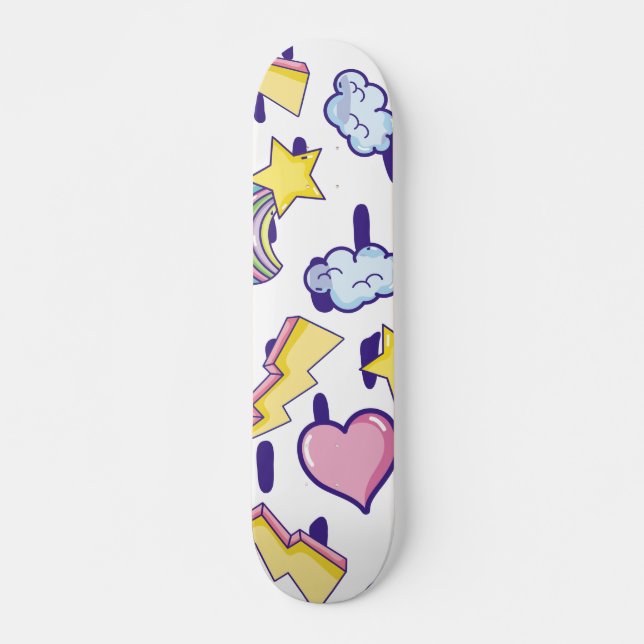 Cute Girly Mönster Mini Skateboard Bräda 18,5 Cm (Framsida)