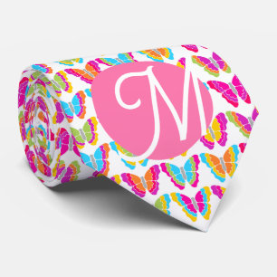 Cute Girly Multifärgad Rainbow Butterflies Monogra Slips