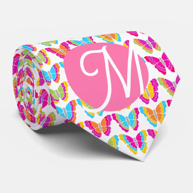 Cute Girly Multifärgad Rainbow Butterflies Monogra Slips (Rullad)