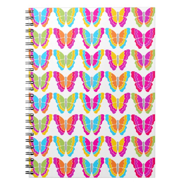 Cute Girly Multifärgad Rainbow Butterfly Mönster Anteckningsbok (Framsidan)