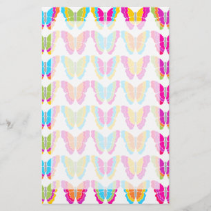 Cute Girly Multifärgad Rainbow Butterfly Mönster Brevpapper